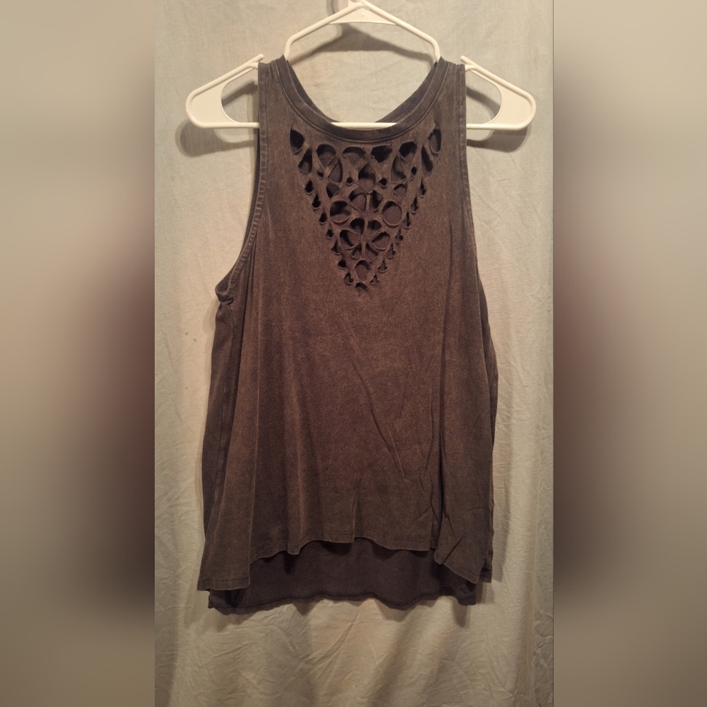Rock & Republic Gray Tank Top with Cutout Design